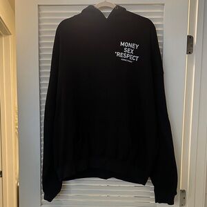 Classic Black Hoodie with White Text